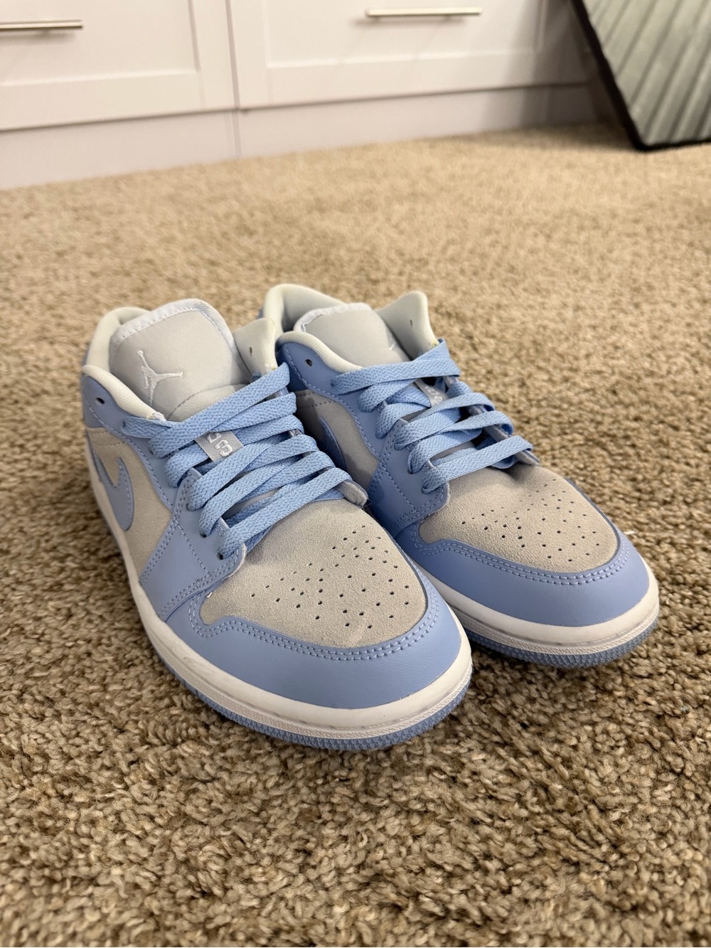 Jordan Low Top Sneakers in Light Blue and Gray